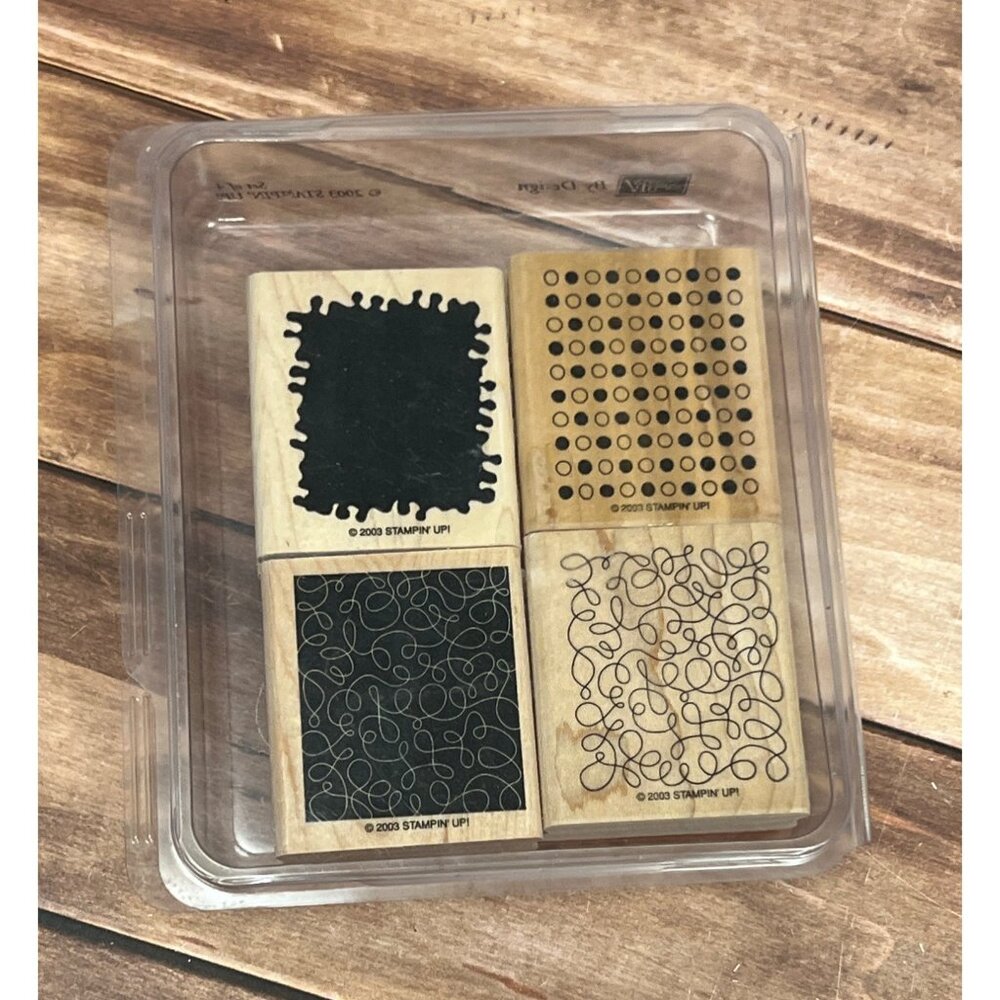 2003 STAMPIN' UP! BY DESIGN Wood Mounted Rubber Stamp set of 4